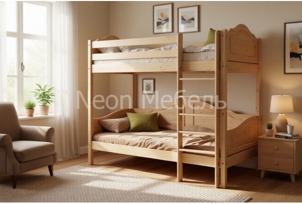 Кровать двухъярусная Кая №3 90х190/200 • Двухьярусные кровати