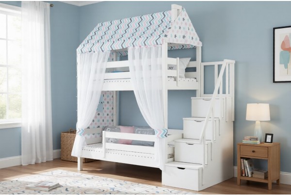 Кровать-домик двухъярусная Тимберика Кидс №18 80х160 • Двухьярусные кровати