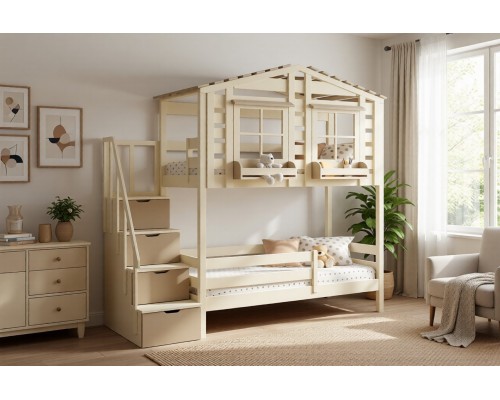 Кровать-домик двухъярусная Тимберика Кидс №21 80х180