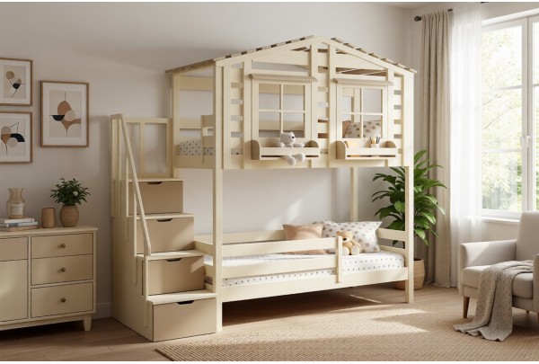 Кровать-домик двухъярусная Тимберика Кидс №21 80х180 • Двухьярусные кровати