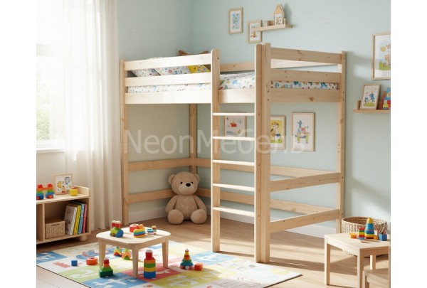 Кровать-чердак Классик верхнеярусная 90х190/200 Н=205 • Двухьярусные кровати