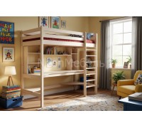 Кровать-чердак Классик №3 верхнеярусная + рабочая зона 80х190/200